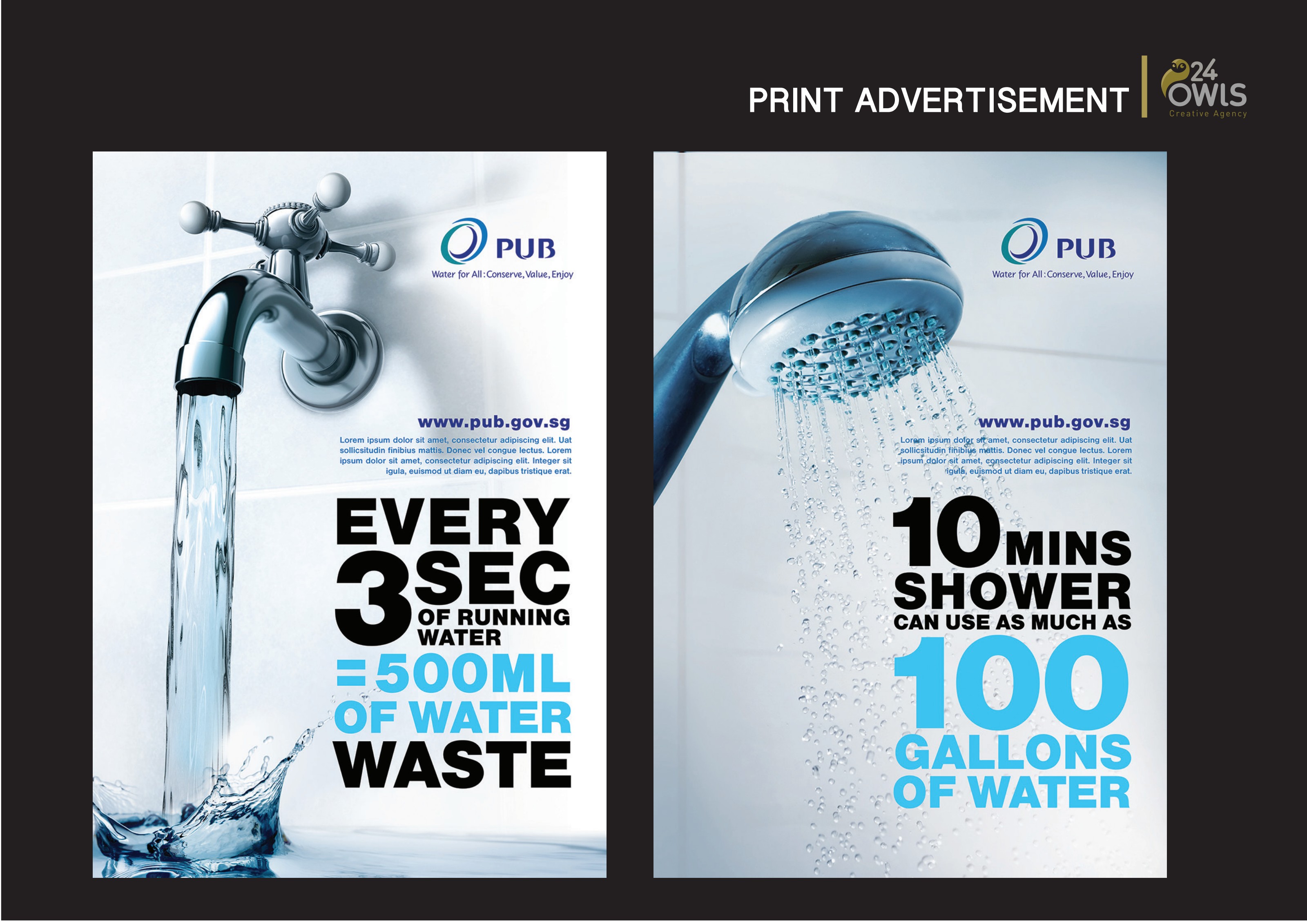 Every 3 Seconds = 500ml | PUB · Water for All Print · Public Service by 24owlsGroup