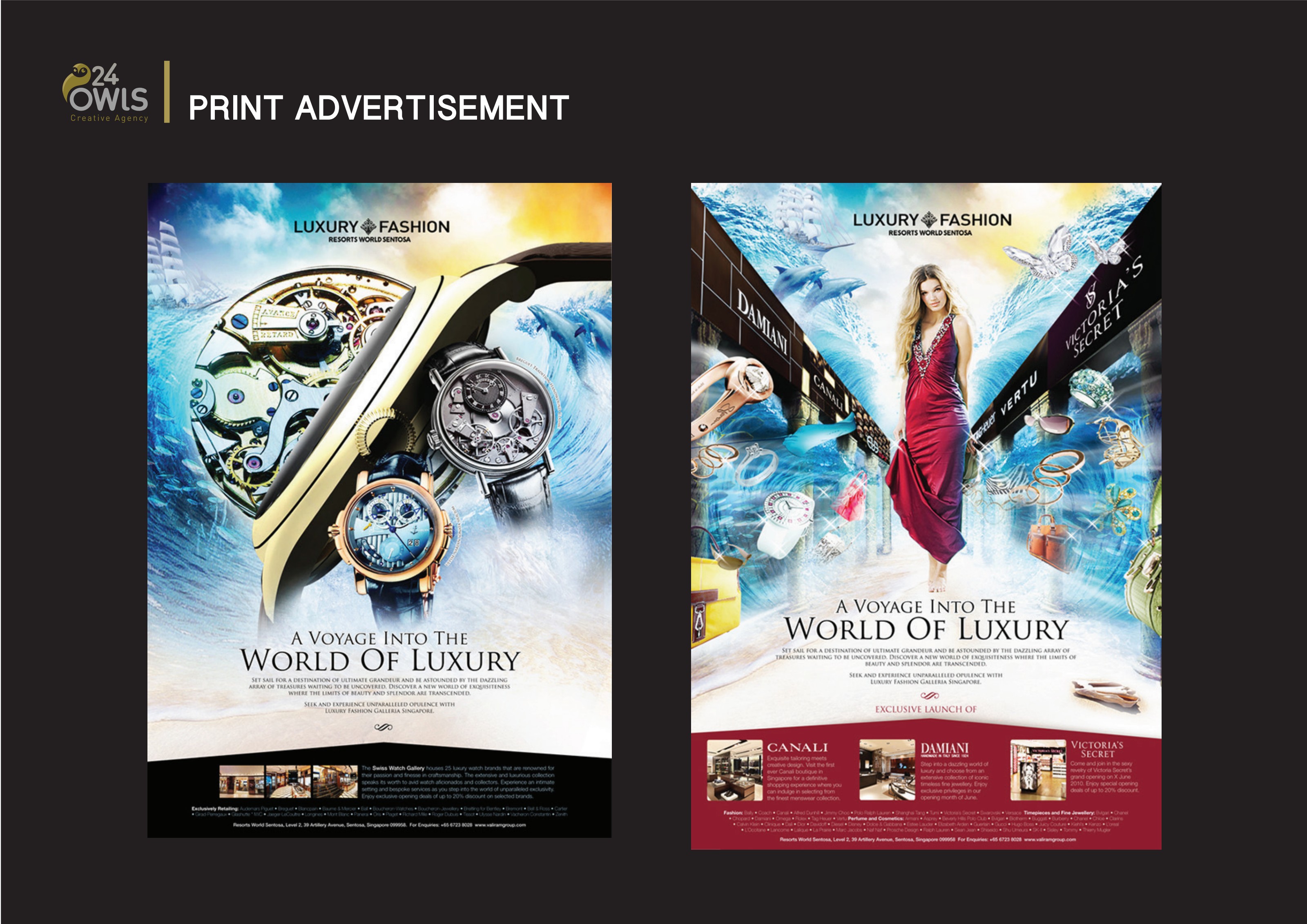 A Voyage Into The World Of Luxury | Resorts World Sentosa · Luxury Fashion Galleria Print Advertisement by 24owlsGroup